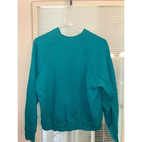 Vintage Teal BASSETT WALKER 90s Pullover Lightweight Sweatshirt Retro Y2k Small - Picture 4 of 9